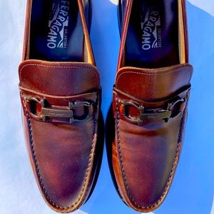 Ferragamo loafers.  Size 10D.  Chestnut brown w/Gancini ornament